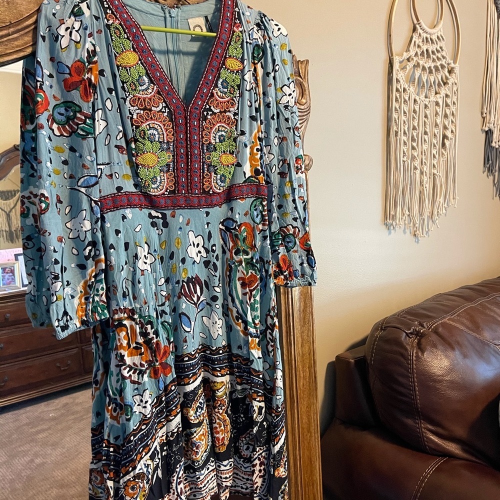Anthropologie Akemi + Kin Karmina beaded printed dress